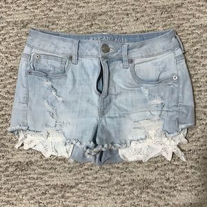 Light wash jean shorts